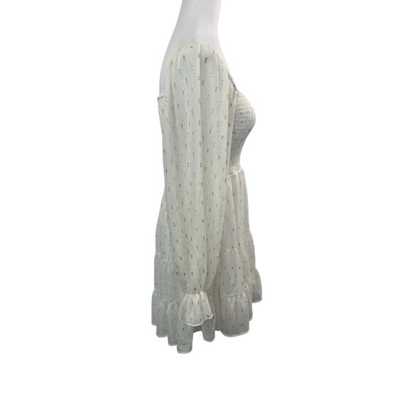 Altar'd State Women's White with
Gold and Silver Clip Chiffon Dress - Picture 5 of 8